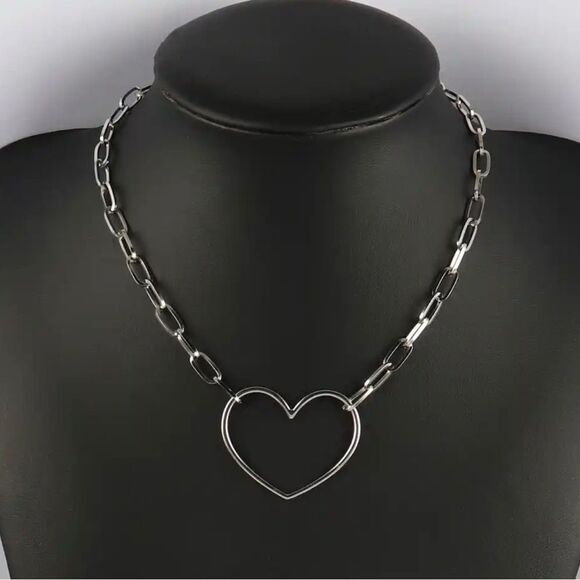Stainless Steel Heart Choker Necklace - Picture 2 of 3